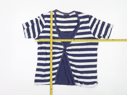 Paco Marine Womens Blue Striped Nautical Cotton T-Shirt L