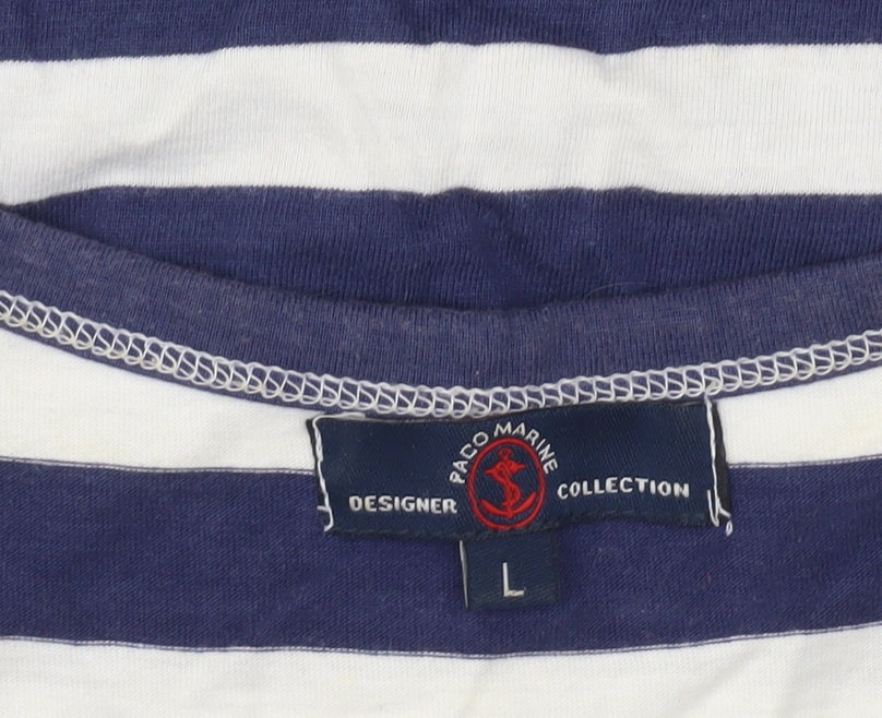 Paco Marine Womens Blue Striped Nautical Cotton T-Shirt L