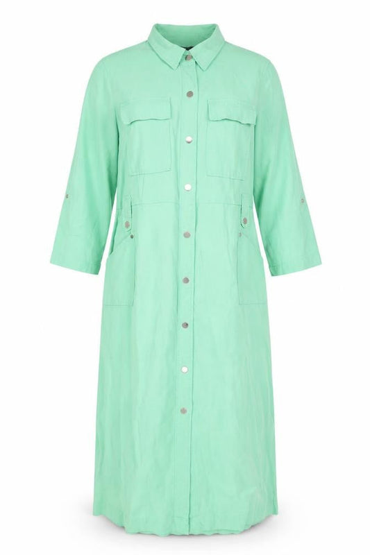 Next Women Green Long Coat Size 14 Overcoat Button Pockets