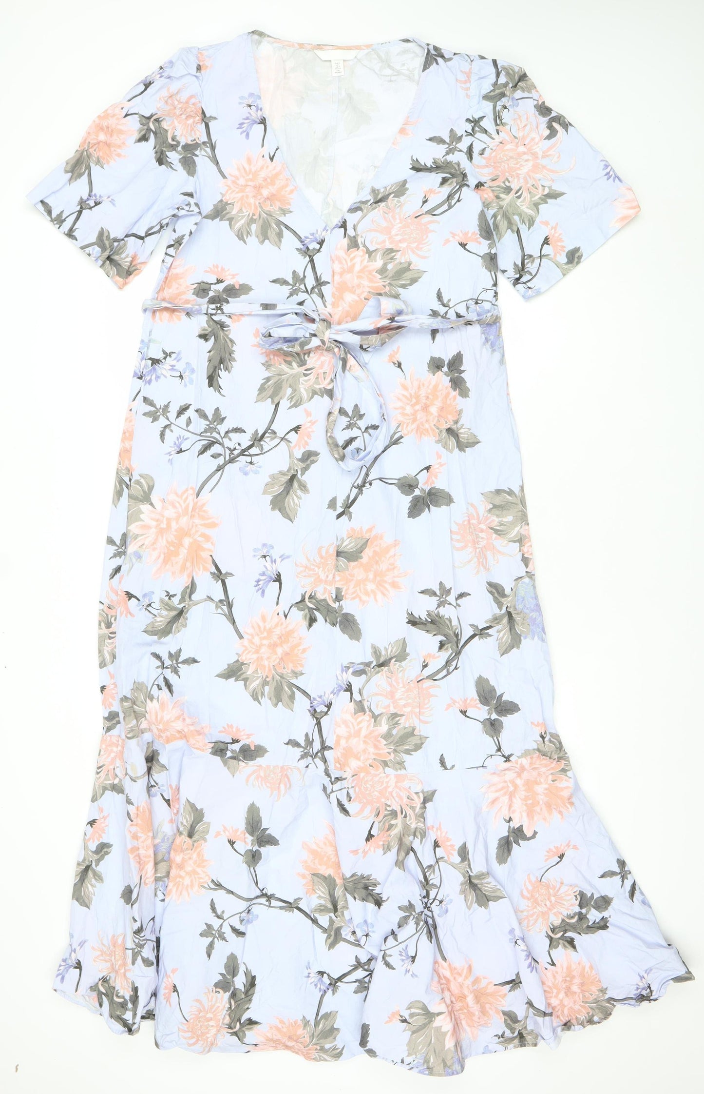 H&M Women’s Multicoloured Floral Wrap Dress Size 8 Midi Cotton