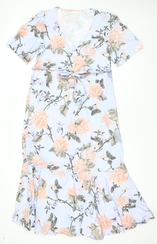 H&M Women’s Multicoloured Floral Wrap Dress Size 8 Midi Cotton