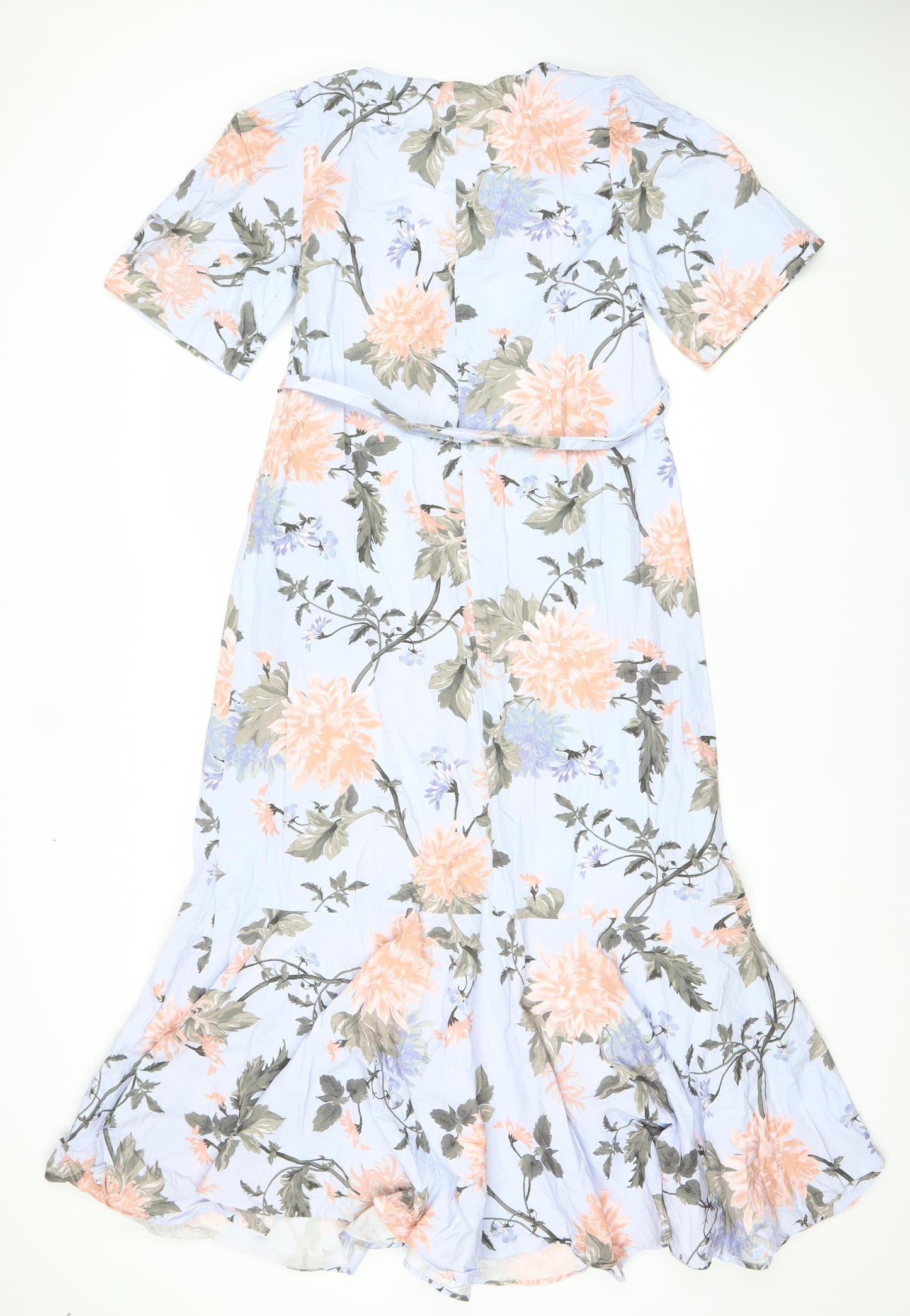 H&M Women’s Multicoloured Floral Wrap Dress Size 8 Midi Cotton