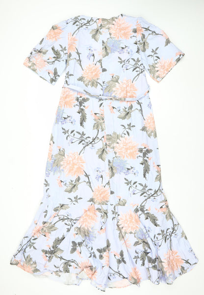 H&M Women’s Multicoloured Floral Wrap Dress Size 8 Midi Cotton