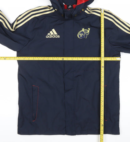 Adidas Teens Blue Waterproof Hooded Sports Jacket Size 164