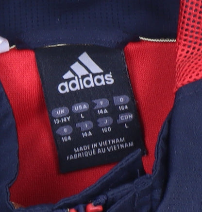 Adidas Teens Blue Waterproof Hooded Sports Jacket Size 164