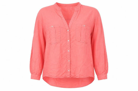 Zara Women Pink Button-Up Long Sleeve Shirt M 100% Lyocell