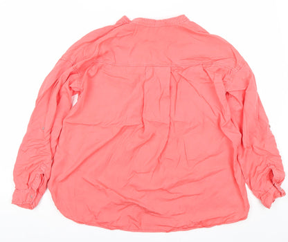 Zara Women Pink Button-Up Long Sleeve Shirt M 100% Lyocell