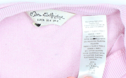 Miss Selfridge Women Pink Sweatshirt UK 8 Cotton Blend Casual