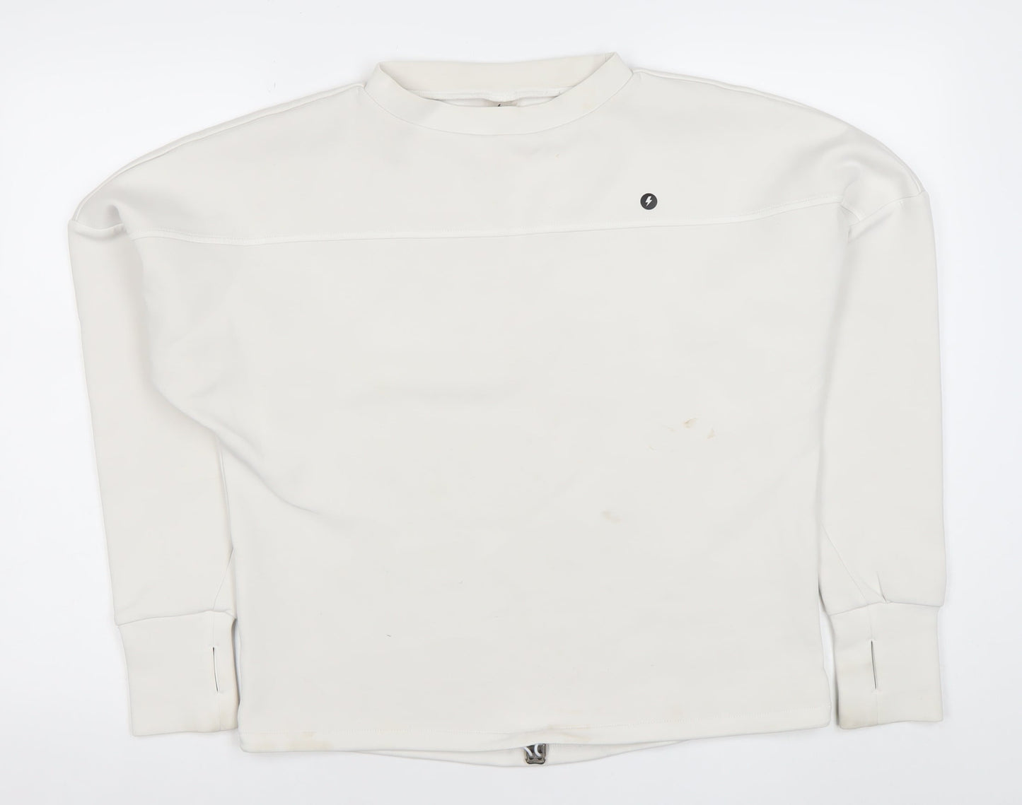 Powercut Women White Cotton Blend Sweatshirt UK 10-12