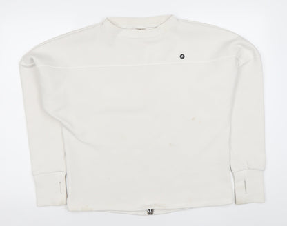 Powercut Women White Cotton Blend Sweatshirt UK 10-12