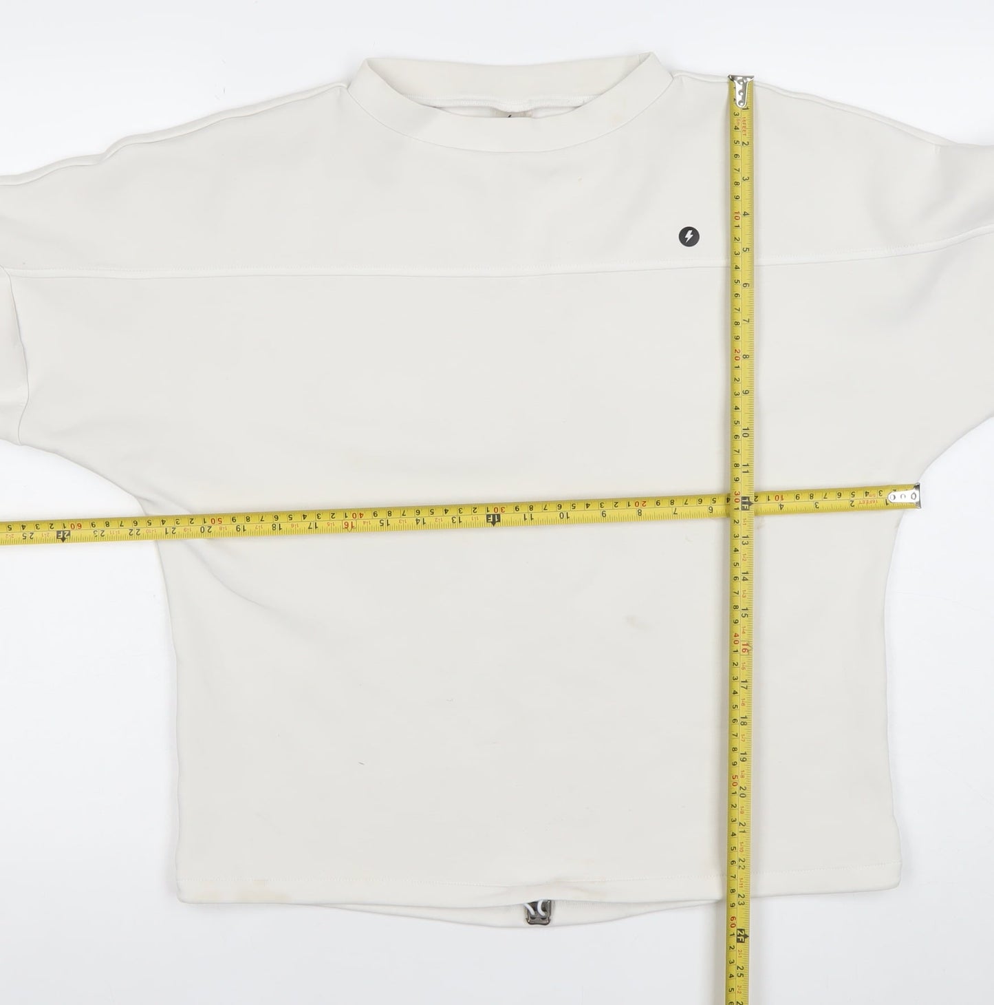 Powercut Women White Cotton Blend Sweatshirt UK 10-12