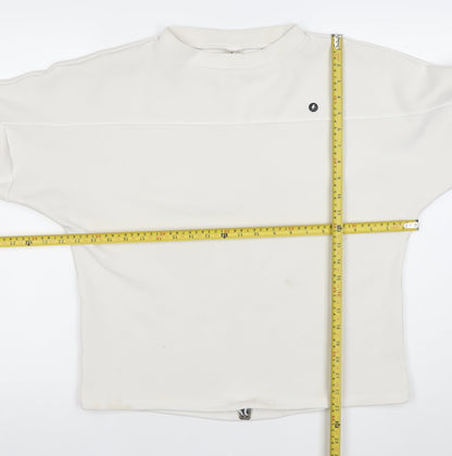 Powercut Women White Cotton Blend Sweatshirt UK 10-12