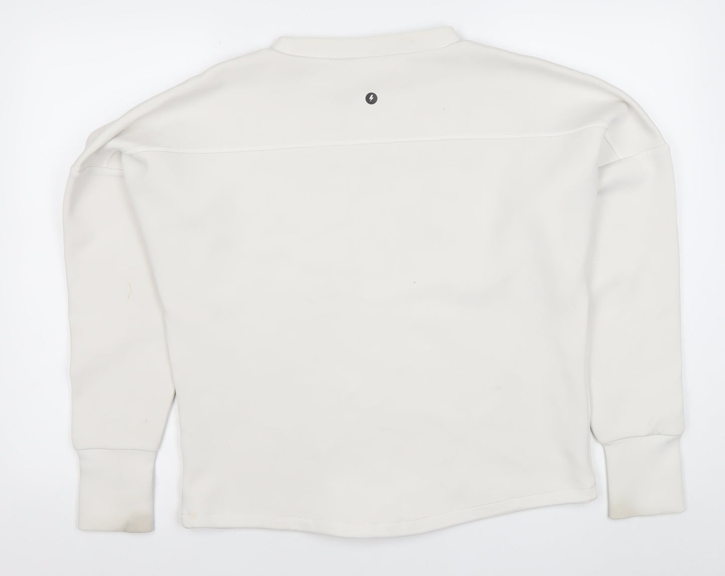 Powercut Women White Cotton Blend Sweatshirt UK 10-12