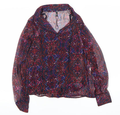 ONLY Women's Multicoloured Sheer Tunic Blouse Size S Long Sleeve