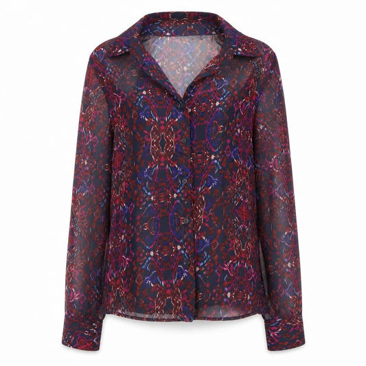ONLY Women's Multicoloured Sheer Tunic Blouse Size S Long Sleeve