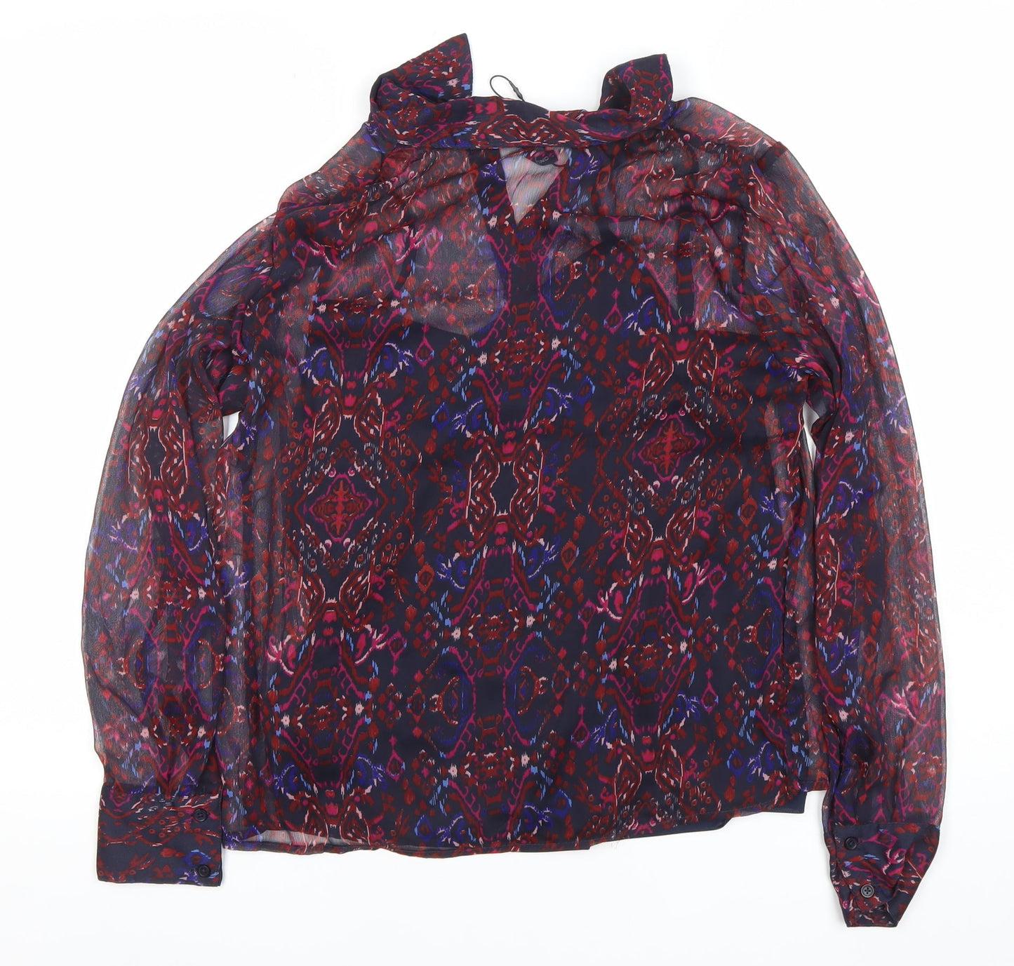 ONLY Women's Multicoloured Sheer Tunic Blouse Size S Long Sleeve