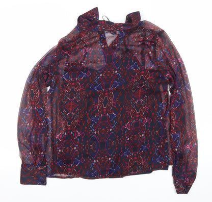 ONLY Women's Multicoloured Sheer Tunic Blouse Size S Long Sleeve
