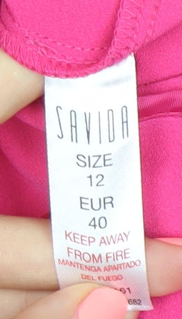 Savida Women’s Pink Slim Fit Pleated Trousers Size 12
