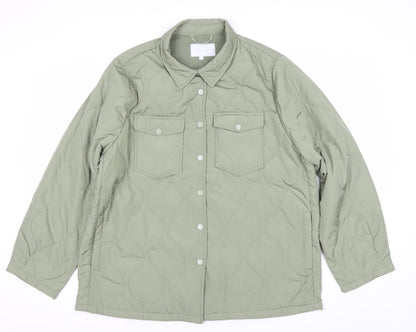 Zabaione Womens Green L Quilted Mid-Length Jacket Outdoor Casual