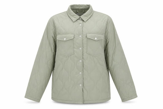 Zabaione Womens Green L Quilted Mid-Length Jacket Outdoor Casual