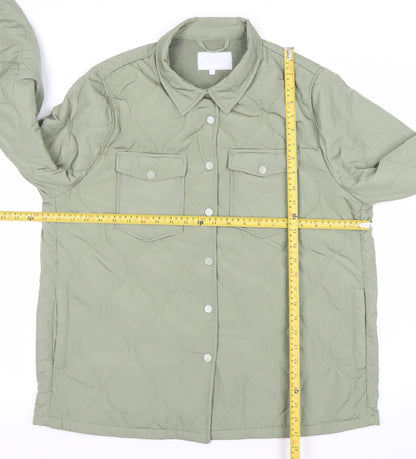 Zabaione Womens Green L Quilted Mid-Length Jacket Outdoor Casual