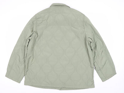 Zabaione Womens Green L Quilted Mid-Length Jacket Outdoor Casual