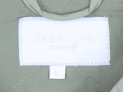 Zabaione Womens Green L Quilted Mid-Length Jacket Outdoor Casual