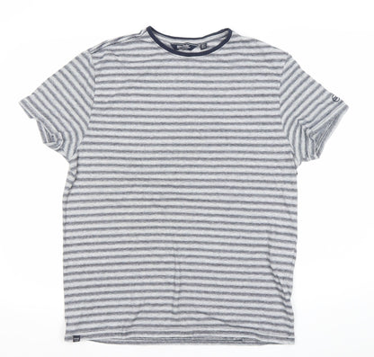 Regatta Men’s Blue Striped Cotton Blend Crew Neck T-Shirt Size L