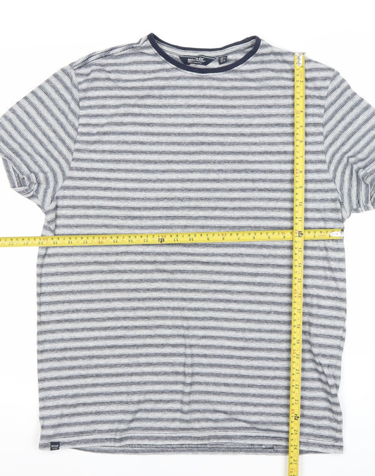 Regatta Men’s Blue Striped Cotton Blend Crew Neck T-Shirt Size L