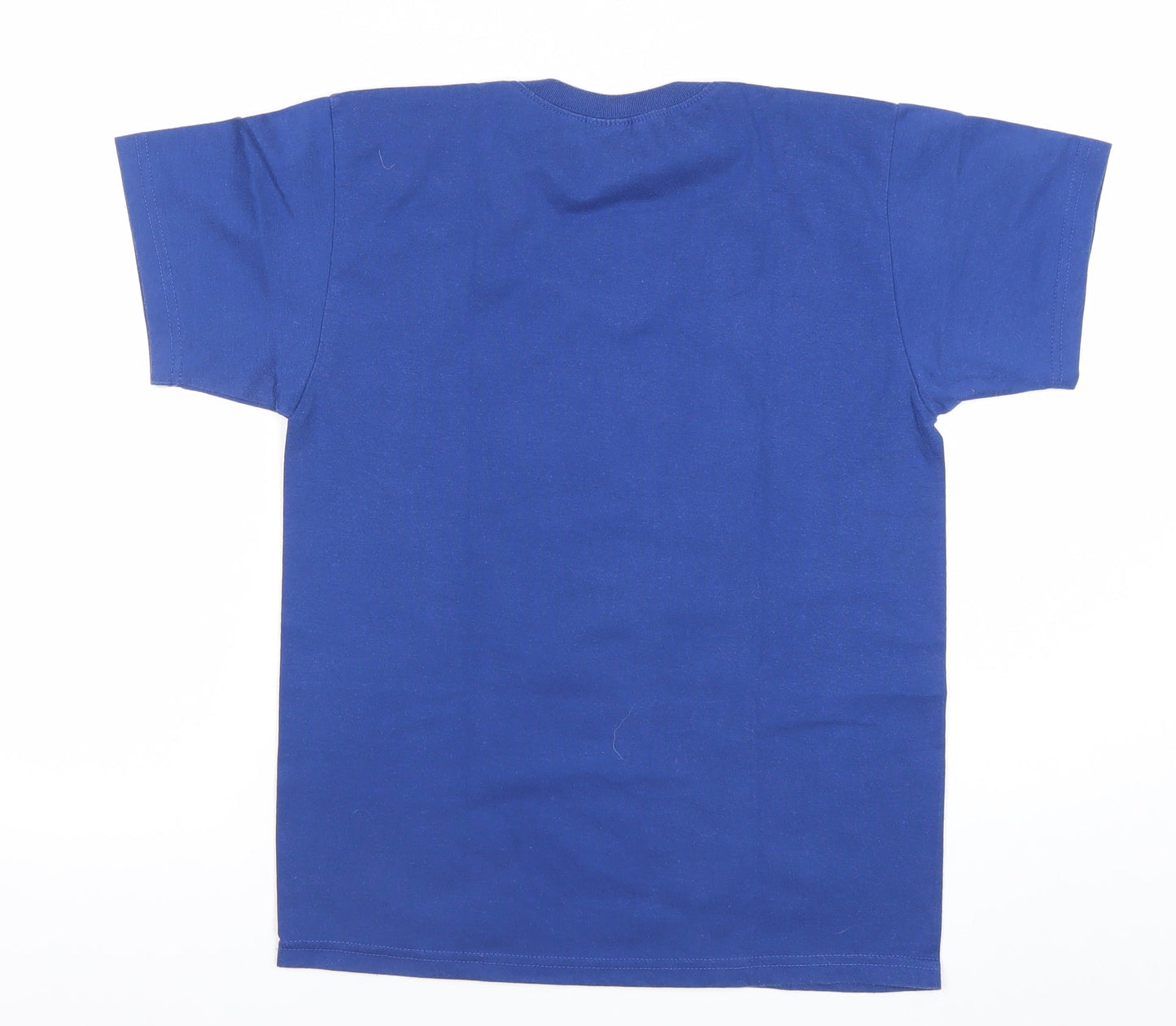 Black Horse Men's Blue V-Neck Graphic Print Cotton T-Shirt Size S