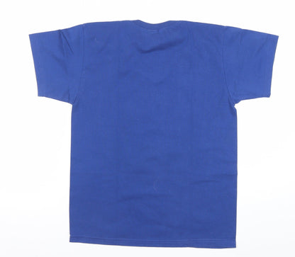 Black Horse Men's Blue V-Neck Graphic Print Cotton T-Shirt Size S
