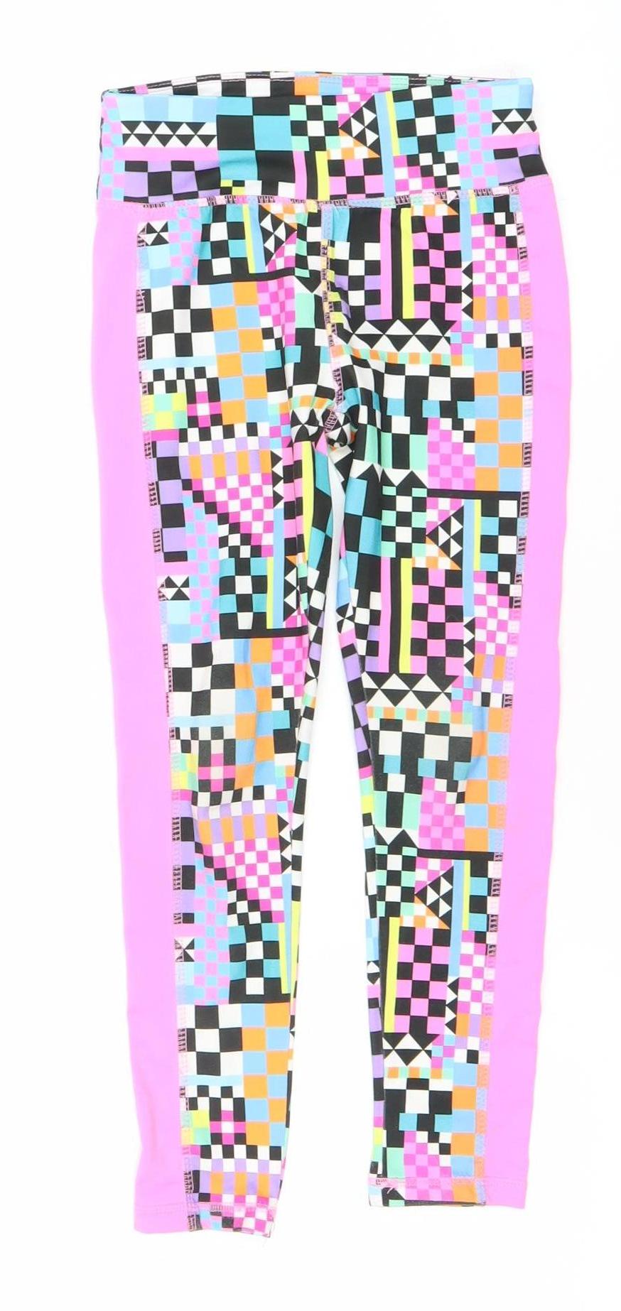 Dunnes Stores Girls Multicoloured Geometric Leggings Size 5 Years Slim Fit
