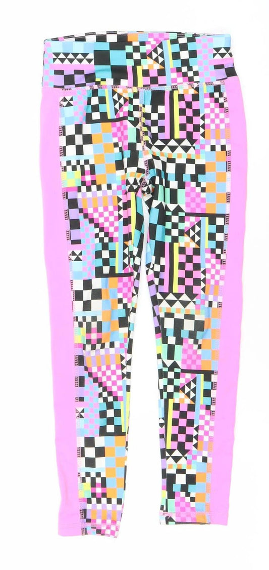 Dunnes Stores Girls Multicoloured Geometric Leggings Size 5 Years Slim Fit