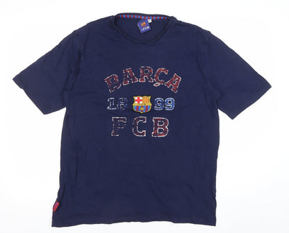 FC Barcelona Men's Blue XL Graphic T-Shirt Short Sleeve