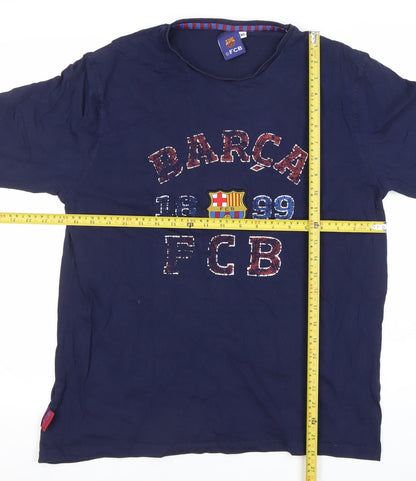FC Barcelona Men's Blue XL Graphic T-Shirt Short Sleeve
