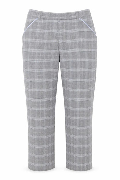 Marks and Spencer Women Grey Check Regular Fit Straight Trousers Size 10