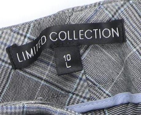 Marks and Spencer Women Grey Check Regular Fit Straight Trousers Size 10