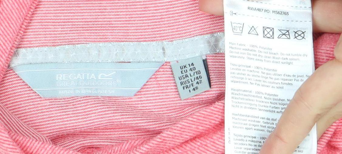 Regatta Womens Pink Pullover Hoodie L UK 14 Polyester Blend