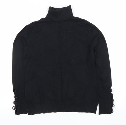 Savida Womens Black Roll Neck Pullover Jumper Size 12