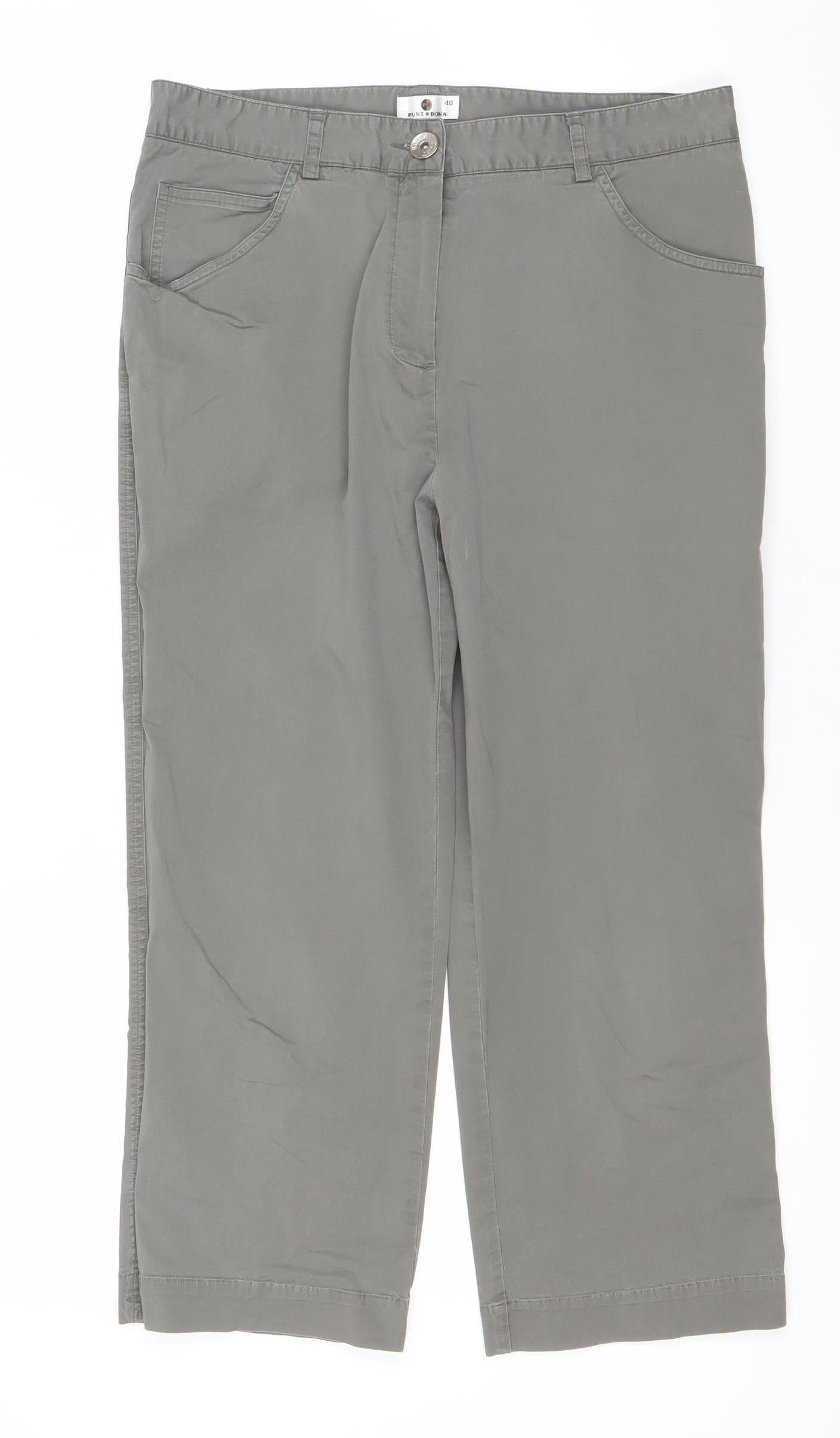 Punt Roma Women's Grey Cropped Jeans Size 12 Regular Fit Cotton Blend