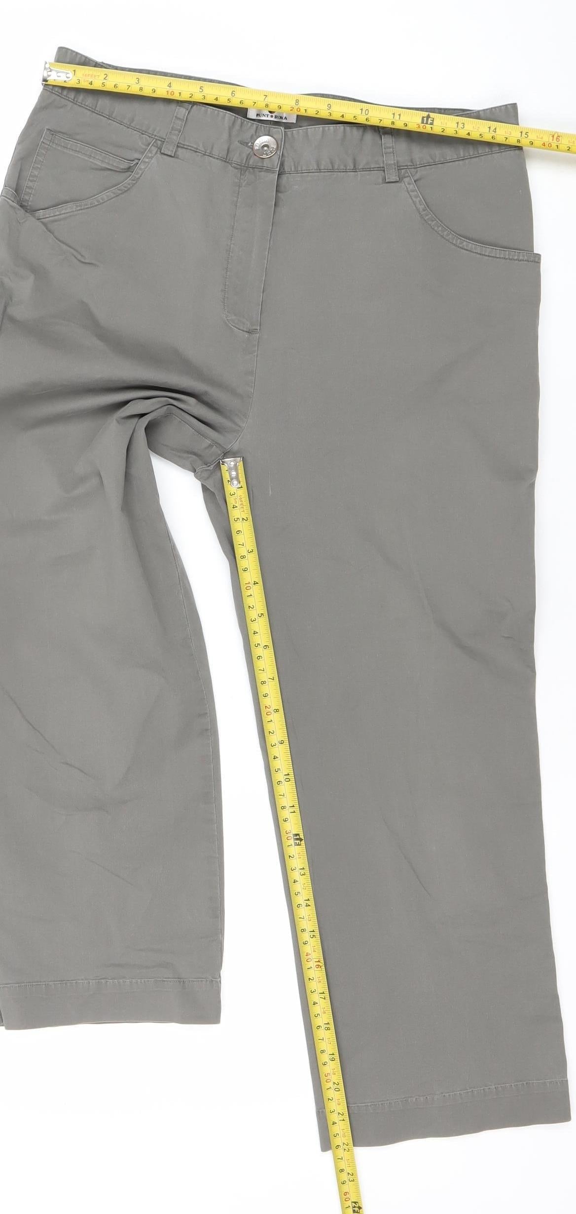 Punt Roma Women's Grey Cropped Jeans Size 12 Regular Fit Cotton Blend