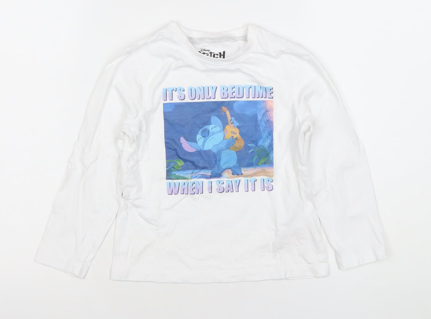 Primark Girls White Stitch Disney Long Sleeve T-Shirt 5-6 Years