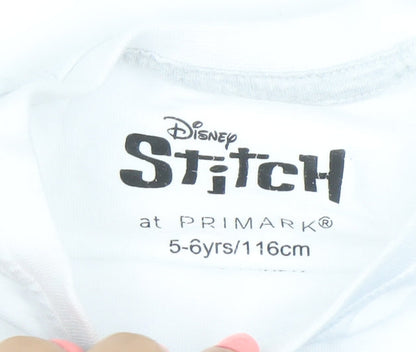 Primark Girls White Stitch Disney Long Sleeve T-Shirt 5-6 Years