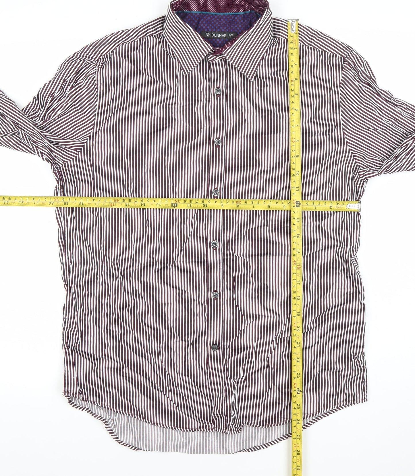 Dunnes Men’s Brown Striped Cotton Dress Shirt M Regular Long Sleeve