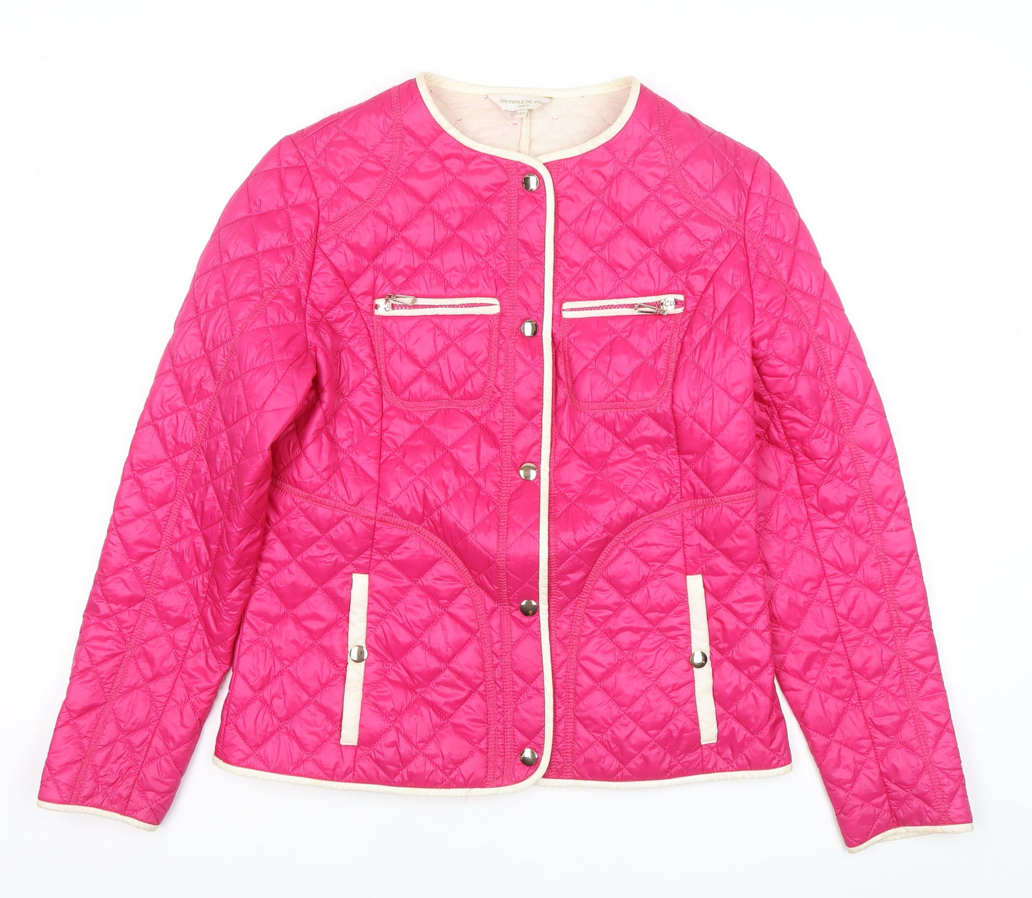 On Parle De Vous Women’s Pink Quilted Jacket Size 12 Mid-Length