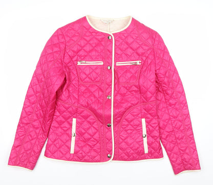 On Parle De Vous Women’s Pink Quilted Jacket Size 12 Mid-Length