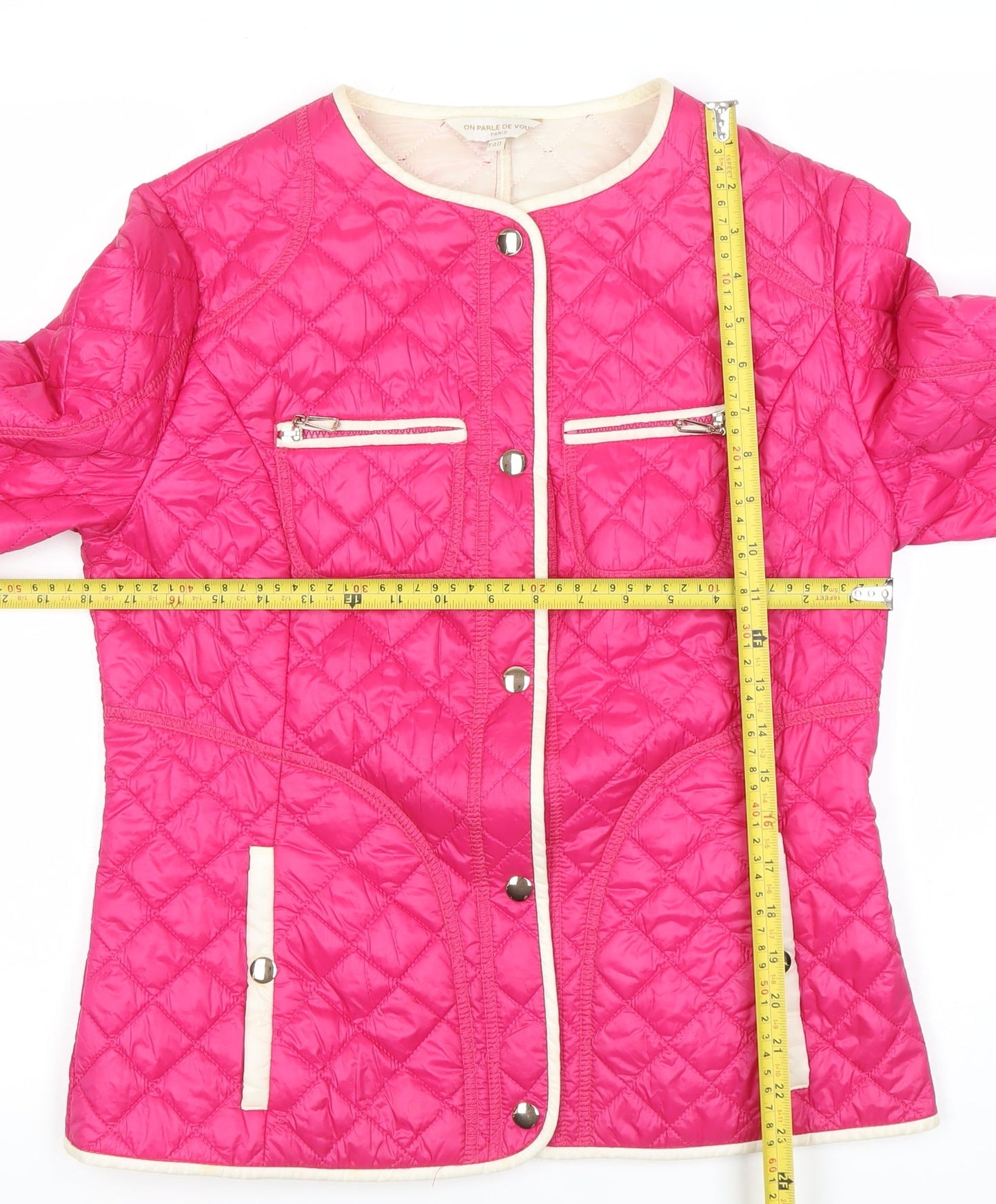 On Parle De Vous Women’s Pink Quilted Jacket Size 12 Mid-Length