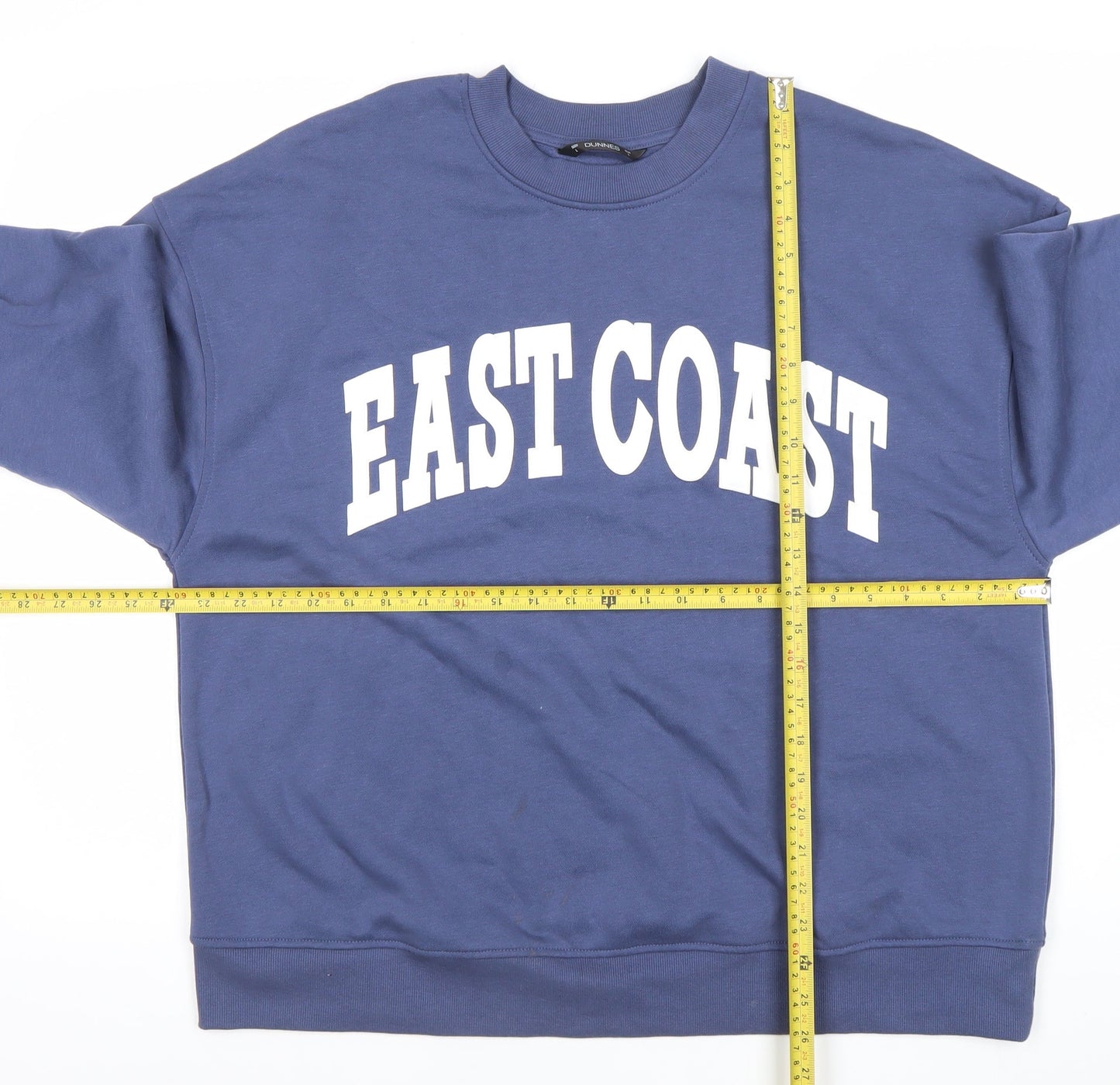 Dunnes Women Blue Pullover Sweatshirt L East Coast Graphic Cotton Blend