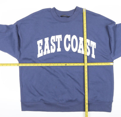 Dunnes Women Blue Pullover Sweatshirt L East Coast Graphic Cotton Blend