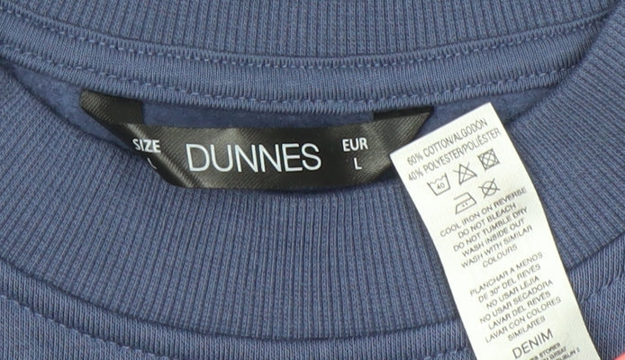 Dunnes Women Blue Pullover Sweatshirt L East Coast Graphic Cotton Blend